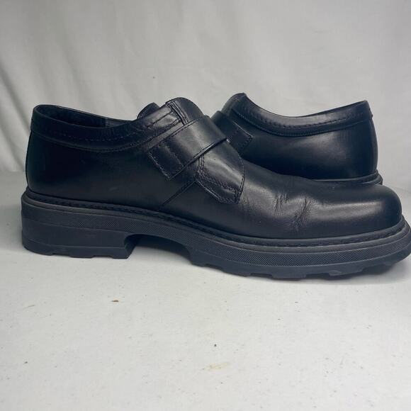 Men's Clarks Made In Italy Leather Black Dress Shoes Buckle Square Toe Size 10.5 - Picture 13 of 16